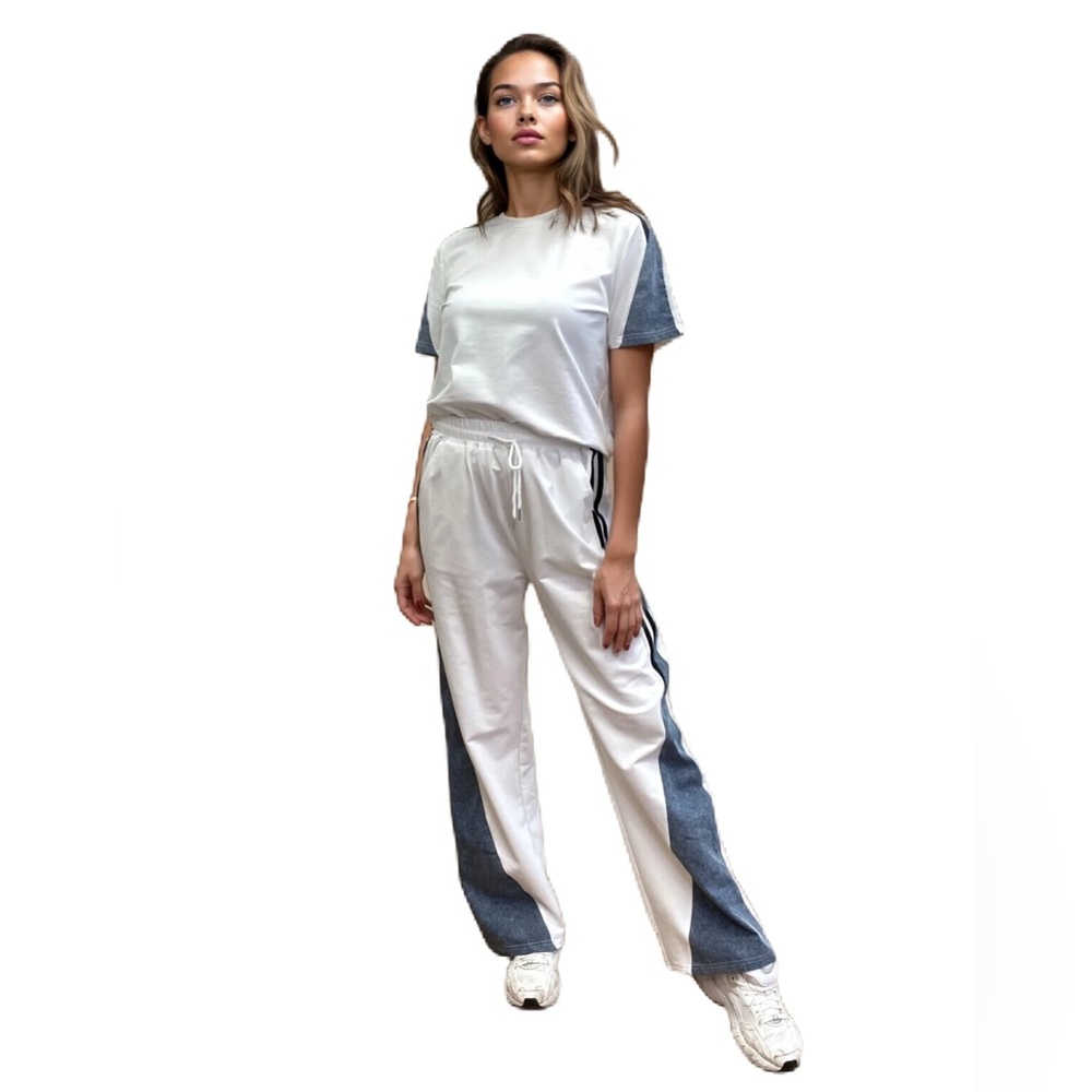 Trending Stylish White and Denim Women's 2PC‎ Suit NWT Size S